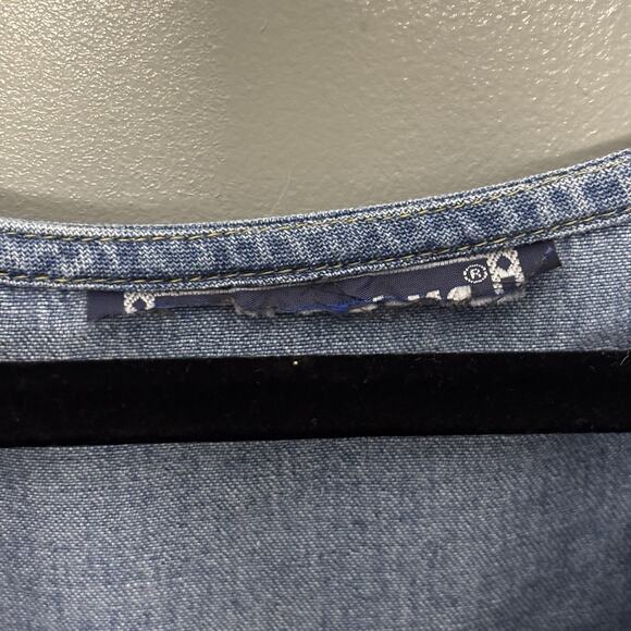 1990s Long Denim Bib Dress Vintage 90s Blue Jean Midi Pinafore True Blue Medium - Picture 5 of 10